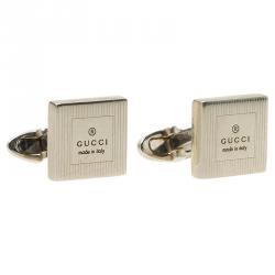 Pre Owned Gucci Silver Stainless Steel Classic Cufflinks