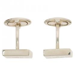 Pre Owned Gucci Silver Stainless Steel Classic Cufflinks