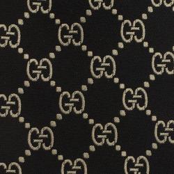 مملوكة مسبقًا Gucci Black and Beige Guccissima Silk Tie