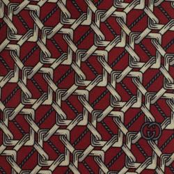 Pre Owned ربطة عنق غوتشي حرير منقوش أحمر وبيج 