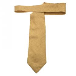 Pre Owned Gucci Yellow Guccissima Polka Dot Silk Tie