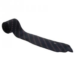 م ملوكة مسبقًا Gucci Navy Blue and Red Printed Silk Tie