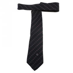مملوكة مسبقًا Gucci Navy Blue and Red Printed Silk Tie