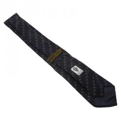 مملوكة مسبقًا Gucci Navy Blue and Red Printed Silk Tie