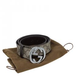 مملوكة مسبقًا حزام غوتشي حلية GG سوبريم كانفاس غوتشيسما بني مقاس 95 سم