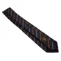مملوكة مسبقًا Gucci Brown and Blue Striped Silk Tie