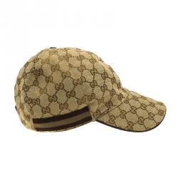 مملوكة مسبقًا Gucci Beige GG Polyester Baseball Cap Size L