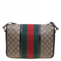 Gucci Beige/Brown GG Supreme Canvas Web Messenger Bag