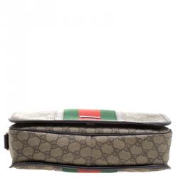 Gucci Beige/Brown GG Supreme Canvas Web Messenger Bag