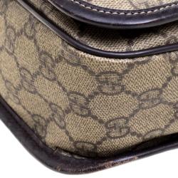 Gucci Beige/Brown GG Supreme Canvas Web Messenger Bag