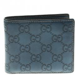 Gucci Blue Guccissima Leather Bifold Wallet