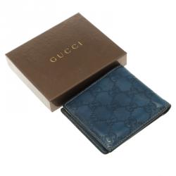 Gucci Blue Guccissima Leather Bifold Wallet