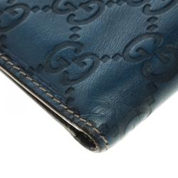 Gucci Blue Guccissima Leather Bifold Wallet
