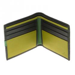 Pre Owned Gucci Metallic Black Micro Guccissima Leather Bifold Wallet