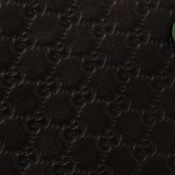 Pre Owned Gucci Metallic Black Micro Guccissima Leather Bifold Wallet