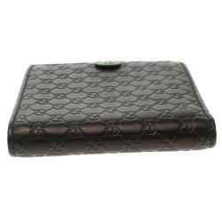 Pre Owned Gucci Metallic Black Micro Guccissima Leather Bifold Wallet