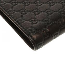 Pre Owned Gucci Metallic Black Micro Guccissima Leather Bifold Wallet