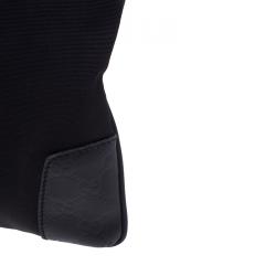Gucci Black Guccissima Leather/Canvas Flat Messenger Bag