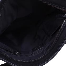 Gucci Black Guccissima Leather/Canvas Flat Messenger Bag
