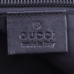 Gucci Black Guccissima Leather/Canvas Flat Messenger Bag