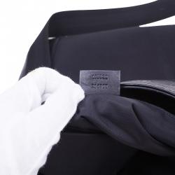 Gucci Black Guccissima Leather/Canvas Flat Messenger Bag