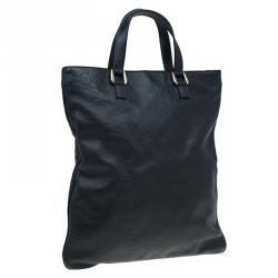 Pre Owned Gucci Black Guccissima Leather Slim Portfolio Tote