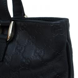 Pre Owned Gucci Black Guccissima Leather Slim Portfolio Tote