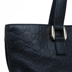 Pre Owned Gucci Black Guccissima Leather Slim Portfolio Tote