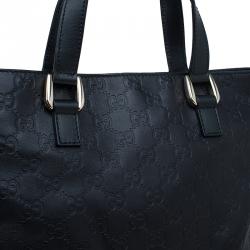 Pre Owned Gucci Black Guccissima Leather Slim Portfolio Tote