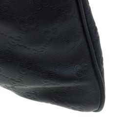 Pre Owned Gucci Black Guccissima Leather Slim Portfolio Tote