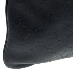 Pre Owned Gucci Black Guccissima Leather Slim Portfolio Tote