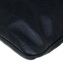 Pre Owned Gucci Black Guccissima Leather Slim Portfolio Tote