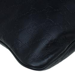 Pre Owned Gucci Black Guccissima Leather Slim Portfolio Tote
