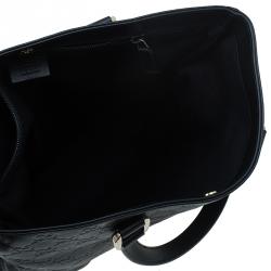 Pre Owned Gucci Black Guccissima Leather Slim Portfolio Tote