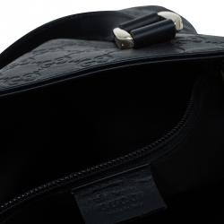 Pre Owned Gucci Black Guccissima Leather Slim Portfolio Tote