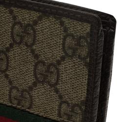 Gucci Brown Guccissima Supreme Canvas Web Detail Bi-Fold Wallet 
