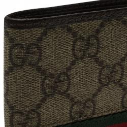 Gucci Brown Guccissima Supreme Canvas Web Detail Bi-Fold Wallet 