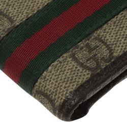 Gucci Brown Guccissima Supreme Canvas Web Detail Bi-Fold Wallet 