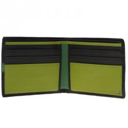 Pre Owned Gucci Black and Green Guccissima Leather Bi-Fold Wallet