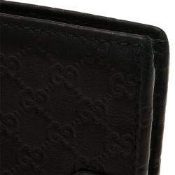 Pre Owned Gucci Black and Green Guccissima Leather Bi-Fold Wallet