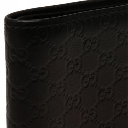 Pre Owned Gucci Black and Green Guccissima Leather Bi-Fold Wallet