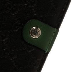 Pre Owned Gucci Black and Green Guccissima Leather Bi-Fold Wallet