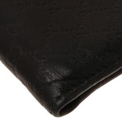 Pre Owned Gucci Black and Green Guccissima Leather Bi-Fold Wallet