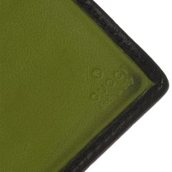 Pre Owned Gucci Black and Green Guccissima Leather Bi-Fold Wallet