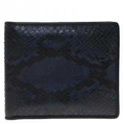 Gucci Blue Snake Skin Bi-Fold Wallet