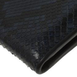 Gucci Blue Snake Skin Bi-Fold Wallet
