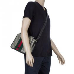 Gucci Brown GG Supreme Coated Canvas and Leather Web Detail Messenger Bag