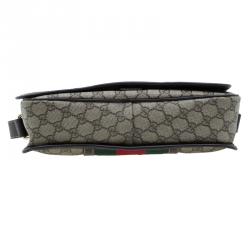 Gucci Brown GG Supreme Coated Canvas and Leather Web Detail Messenger Bag