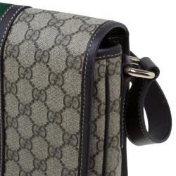 Gucci Brown GG Supreme Coated Canvas and Leather Web Detail Messenger Bag