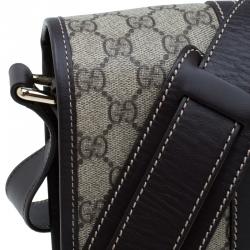 Gucci Brown GG Supreme Coated Canvas and Leather Web Detail Messenger Bag